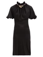Matchesfashion.com Paco Rabanne - Beaded-collar Jersey Midi Dress - Womens - Black