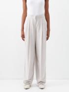 Brunello Cucinelli - Pleated Velvet Double Belt-loop Trousers - Womens - Silver