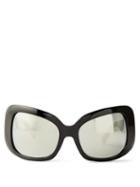 Celine Eyewear - Wraparound Mirrored Acetate Sunglasses - Mens - Black