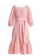 Matchesfashion.com Lisa Marie Fernandez - Laure Broderie Anglaise Cotton Dress - Womens - Pink White