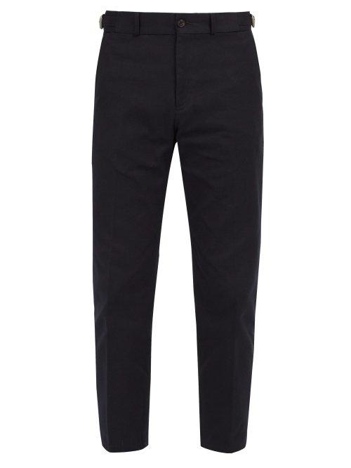 Matchesfashion.com Burberry - Tailored Cotton Blend Trousers - Mens - Navy