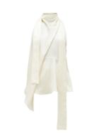 Matchesfashion.com Petar Petrov - Cian Draped Silk-blend Blouse - Womens - Ivory