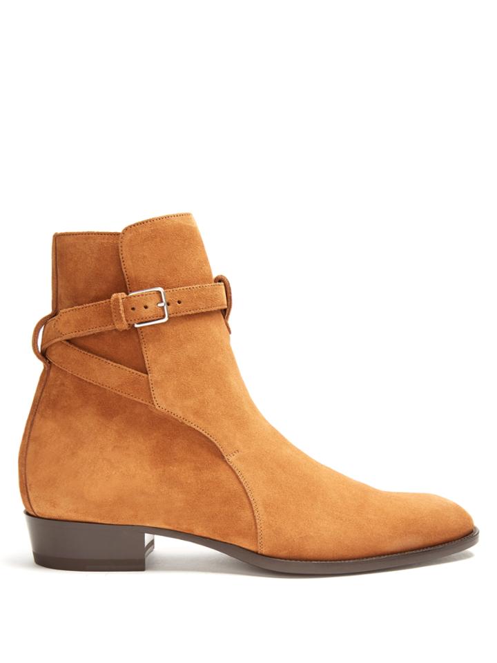 Saint Laurent Wyatt Jodphur Suede Ankle Boots