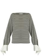 Chloé Boat-neck Contrast-cuff Striped Jersey Top