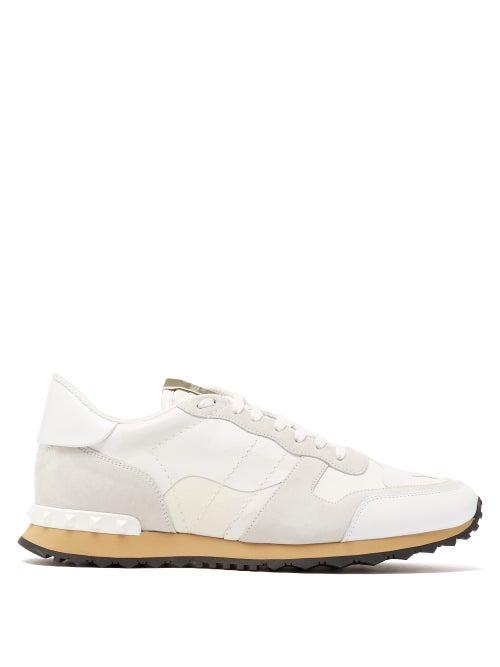 Matchesfashion.com Valentino - Rockstud Runner Camouflage Print Leather Trainers - Mens - White