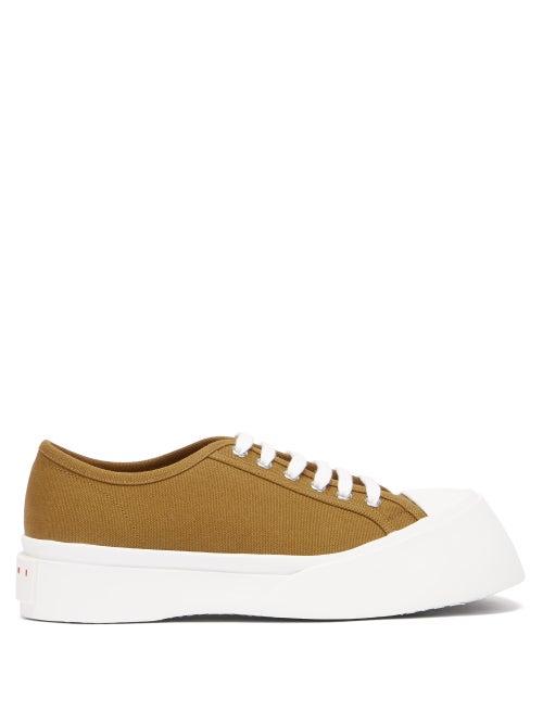 Matchesfashion.com Marni - Cotton-canvas Flatform Trainers - Womens - Khaki