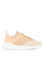 Matchesfashion.com Tod's - Perforated Colour Block Suede Trainers - Womens - Nude