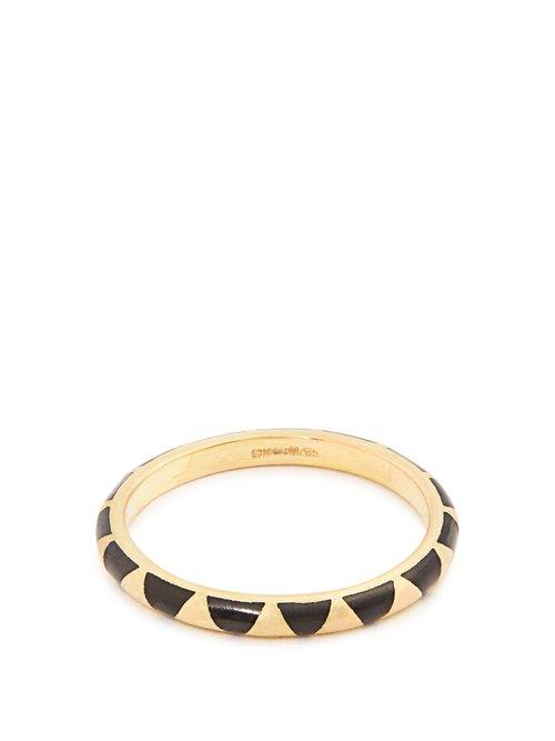 Matchesfashion.com Marc Alary - Enamel & Yellow Gold Ring - Womens - Black