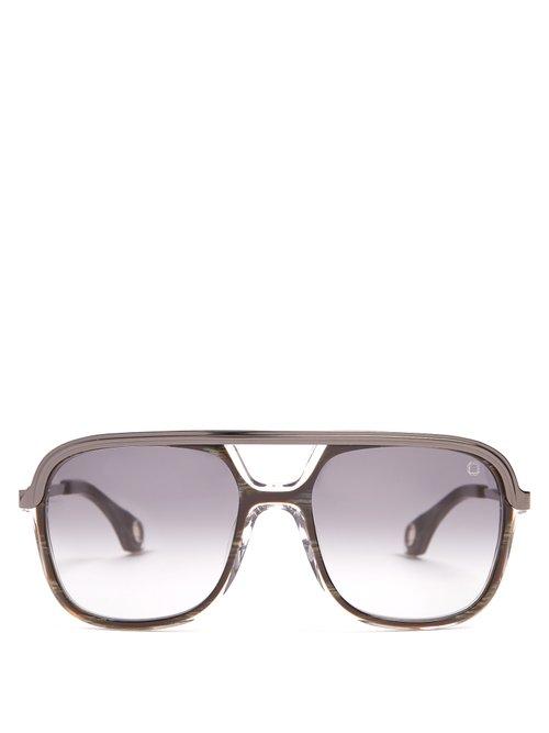 Matchesfashion.com Blake Kuwahara - Foster Aviator Acetate Sunglasses - Mens - Black