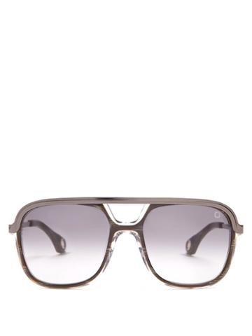 Matchesfashion.com Blake Kuwahara - Foster Aviator Acetate Sunglasses - Mens - Black