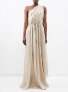 Zeus + Dione - Selas One-shoulder Ramie Maxi Dress - Womens - Metallic