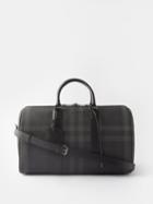 Burberry - Boston Checked Leather-trim Holdall - Mens - Grey Multi
