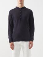 Thom Sweeney - Quarter-button Linen Henley Top - Mens - Navy