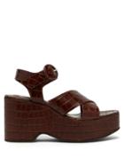 Matchesfashion.com Staud - Jane Crocodile-effect Leather Platform Sandals - Womens - Dark Brown