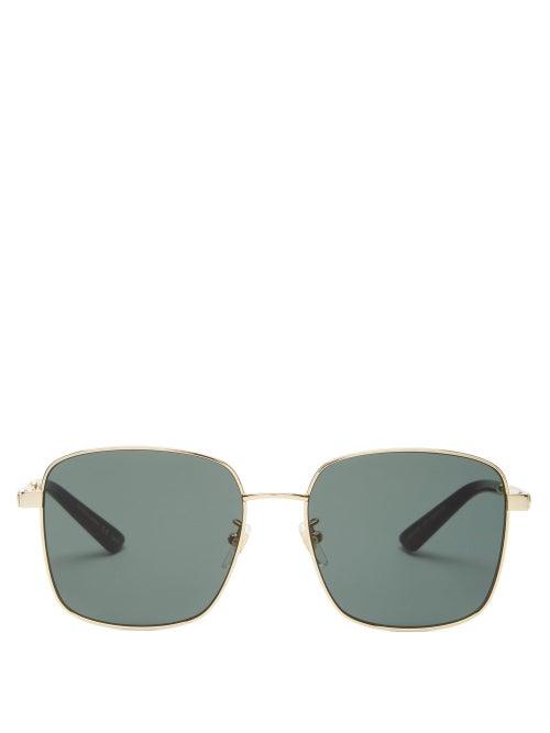 Matchesfashion.com Gucci - Square Metal Sunglasses - Womens - Gold
