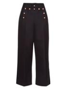 Matchesfashion.com Marc Jacobs - Embellished Wool And Silk Blend Sailor Trousers - Womens - Navy