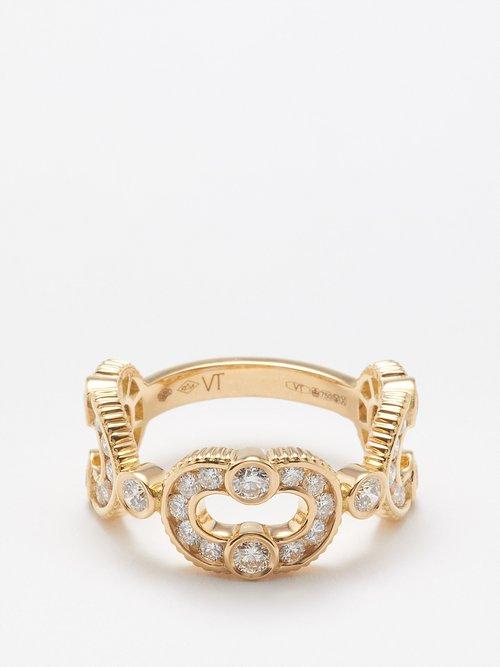 Viltier - Magnetic Enchaine Diamond & 18kt Gold Ring - Womens - Gold Multi