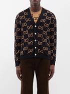 Gucci - Gg-jacquard Wool Cardigan - Mens - Black Multi