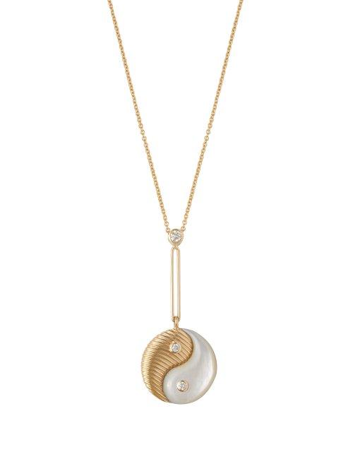Matchesfashion.com Retrouvai - Yin Yang Diamond & Gold Necklace - Womens - Pearl
