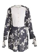 Matchesfashion.com Lila Eugnie - 1821 Botanical Print Cotton Shirtdress - Womens - Navy Print