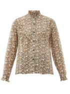 Matchesfashion.com Nili Lotan - Marcela Ruffled Floral-print Silk Blouse - Womens - Brown Multi