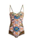 Matchesfashion.com Dolce & Gabbana - Majolica Print Swimsuit - Womens - Multi