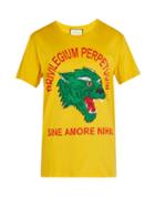 Matchesfashion.com Gucci - Tiger Print Cotton Jersey T Shirt - Mens - Yellow