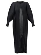Pleats Please Issey Miyake - Collarless Technical-pleated Coat - Womens - Black