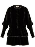 Matchesfashion.com Saint Laurent - Studded Velvet Dress - Womens - Black