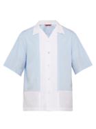 Matchesfashion.com Barena Venezia - Contrast Panel Cotton Shirt - Mens - Blue