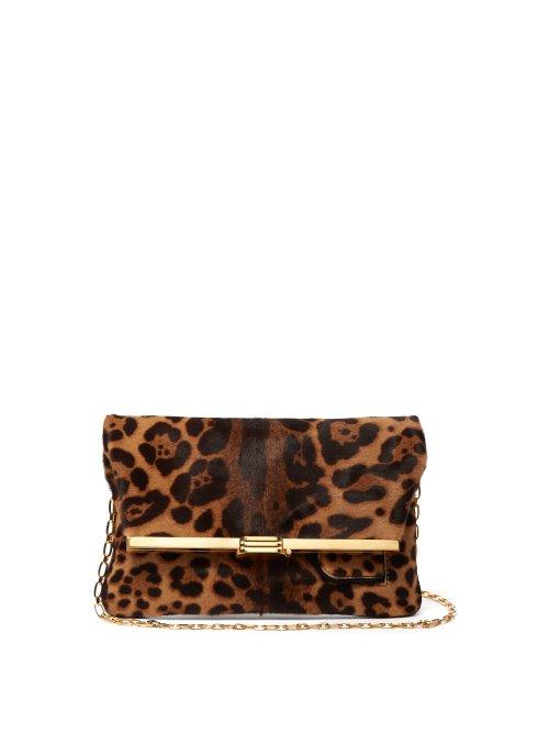 Matchesfashion.com Bienen-davis - Pm Leopard Print Calf Hair Folded Clutch - Womens - Leopard