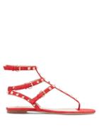 Matchesfashion.com Valentino - Rockstud Flat Suede Sandals - Womens - Red
