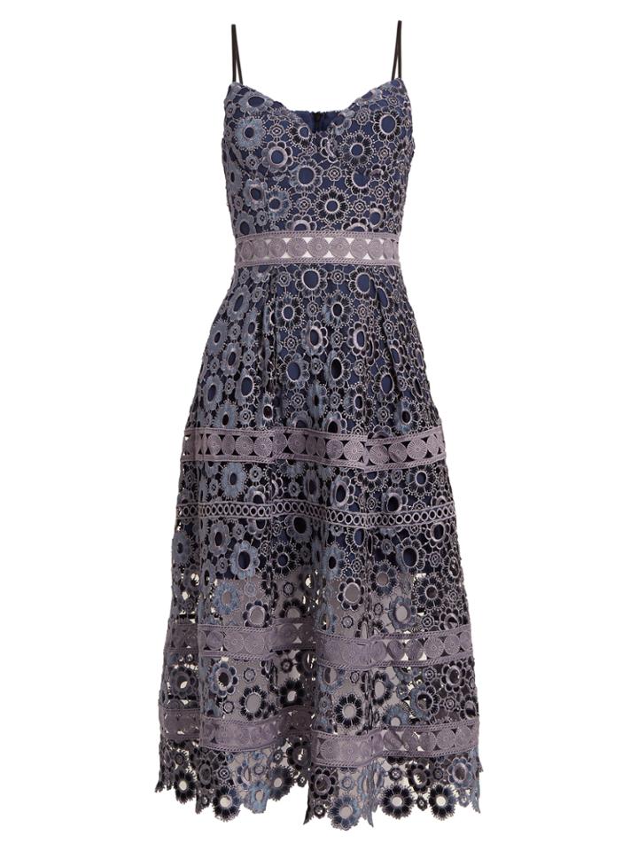 Self-portrait Floral Embroidered Cut-out Midi Dress