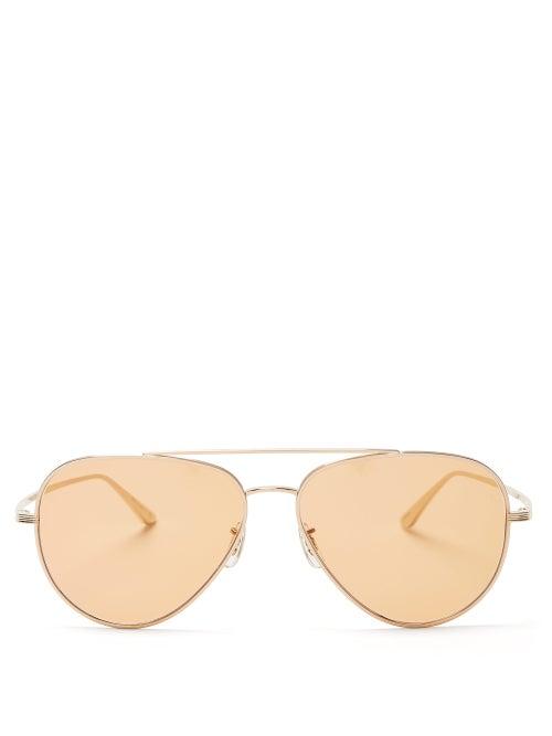 Matchesfashion.com The Row - X Oliver Peoples Casse Aviator Sunglasses - Womens - Orange