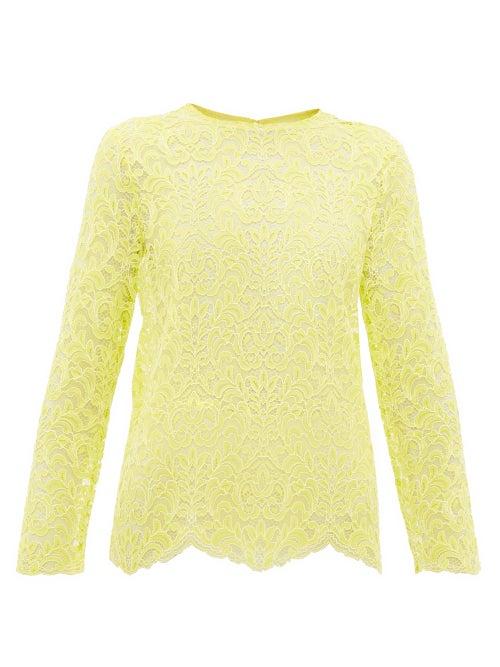 Matchesfashion.com Marques'almeida - Scalloped-hem Lace Top - Womens - Yellow