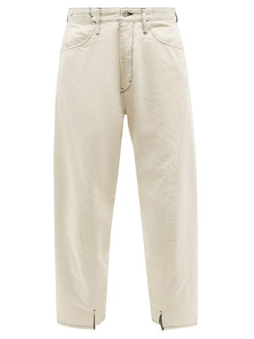 Kuro - Crossed-hem Denim Jeans - Mens - White