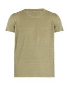 Matchesfashion.com 120% Lino - Short Sleeved Linen T Shirt - Mens - Khaki