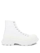 Matchesfashion.com Alexander Mcqueen - Tread Slick Exaggerated-sole Canvas Boots - Womens - White