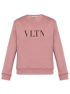 Matchesfashion.com Valentino - Vltn Logo Print Cotton Blend Sweatshirt - Mens - Pink