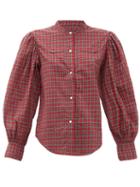 Matchesfashion.com Nili Lotan - Maisie Balloon-sleeve Checked Cotton Shirt - Womens - Red