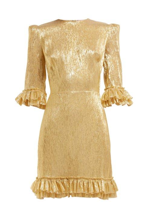 Matchesfashion.com The Vampire's Wife - Mini Festival Silk Blend Dress - Womens - Gold