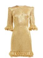 Matchesfashion.com The Vampire's Wife - Mini Festival Silk Blend Dress - Womens - Gold