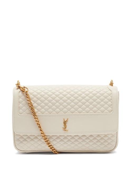 Saint Laurent - Victoire Ysl-plaque Quilted-leather Shoulder Bag - Womens - White
