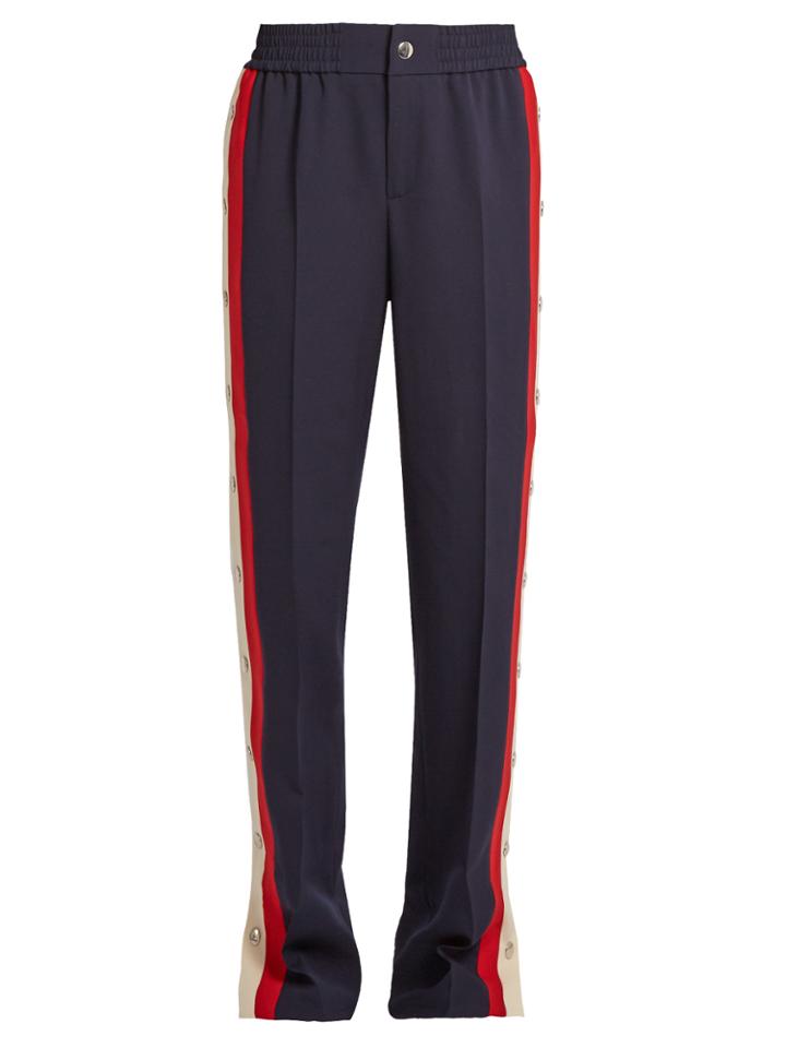 Gucci Striped-side Wool And Silk-blend Trousers