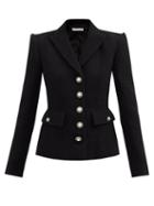 Alessandra Rich - Pearl-button Wool-blend Boucl Jacket - Womens - Black