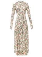 Matchesfashion.com Paco Rabanne - Ribbon-print Crepe Maxi Dress - Womens - Beige Print