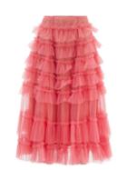 Molly Goddard - Nuala Gathered-tulle Midi Skirt - Womens - Pink