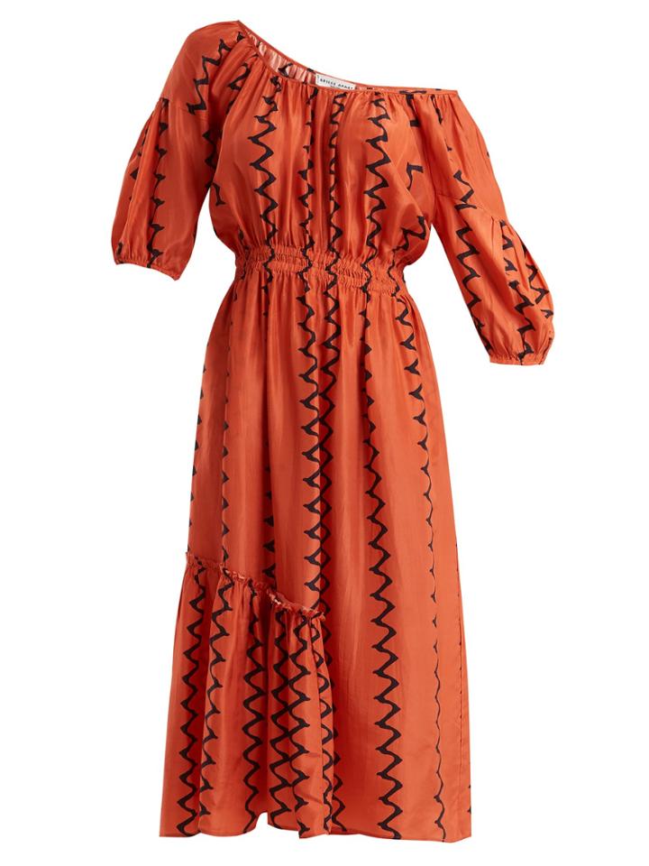 Apiece Apart Camelia One-shoulder Silk Dress