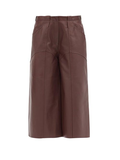 Ladies Rtw Petar Petrov - Gin Low-rise Leather Culottes - Womens - Dark Brown