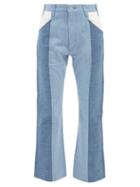 Kuro - High-rise Panelled Flared-leg Jeans - Womens - Blue White